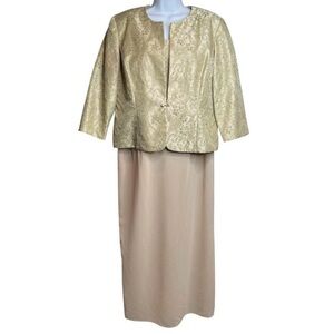 Vintage Coldwater Creek Mother of the Bride Olive and Beige Maxi Dress